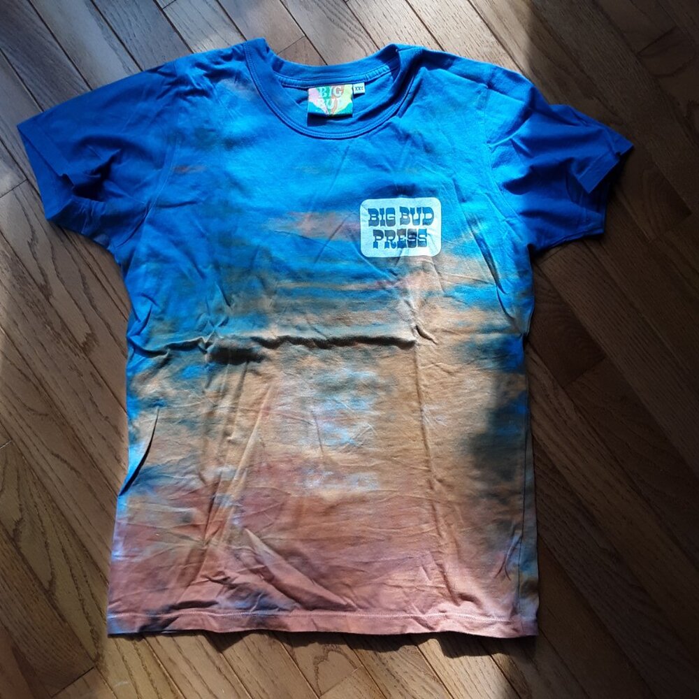 Big Bud Press tie dye t-shirt, Ocean Sunset, size XXS, unisex